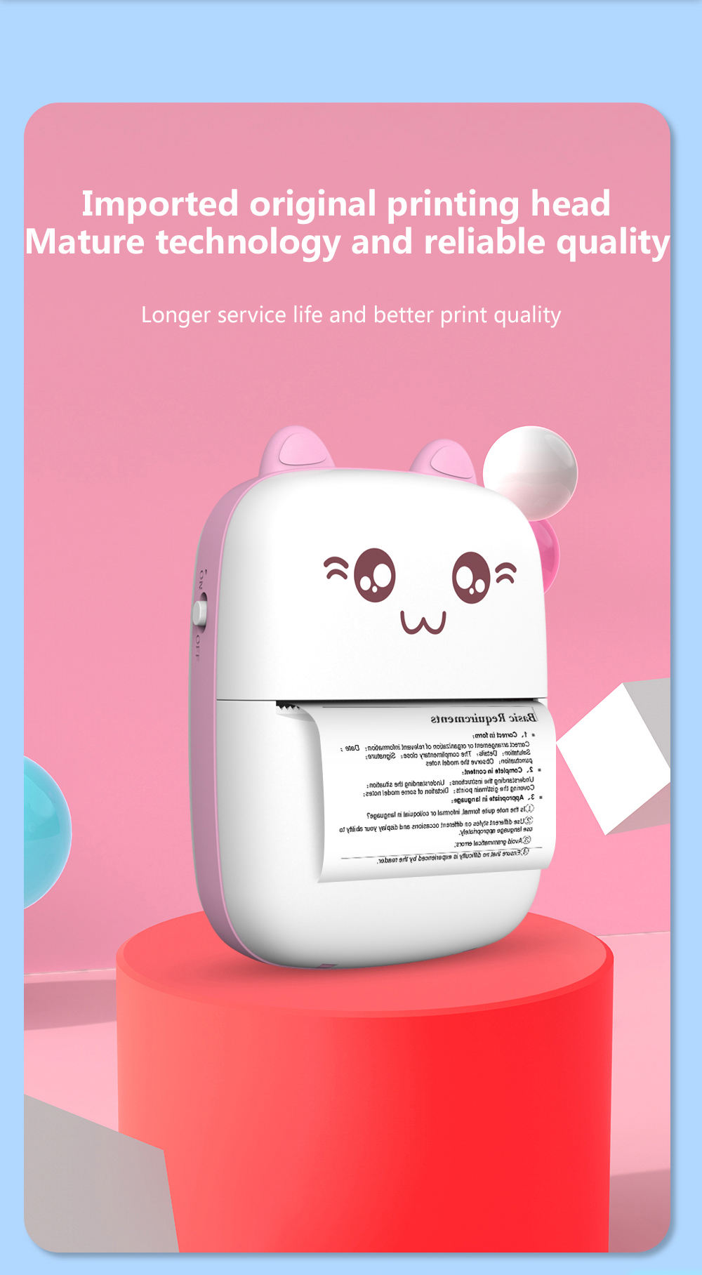 GlowPak™ Cute Cat Mini Thermal Printer — Wireless & Portable