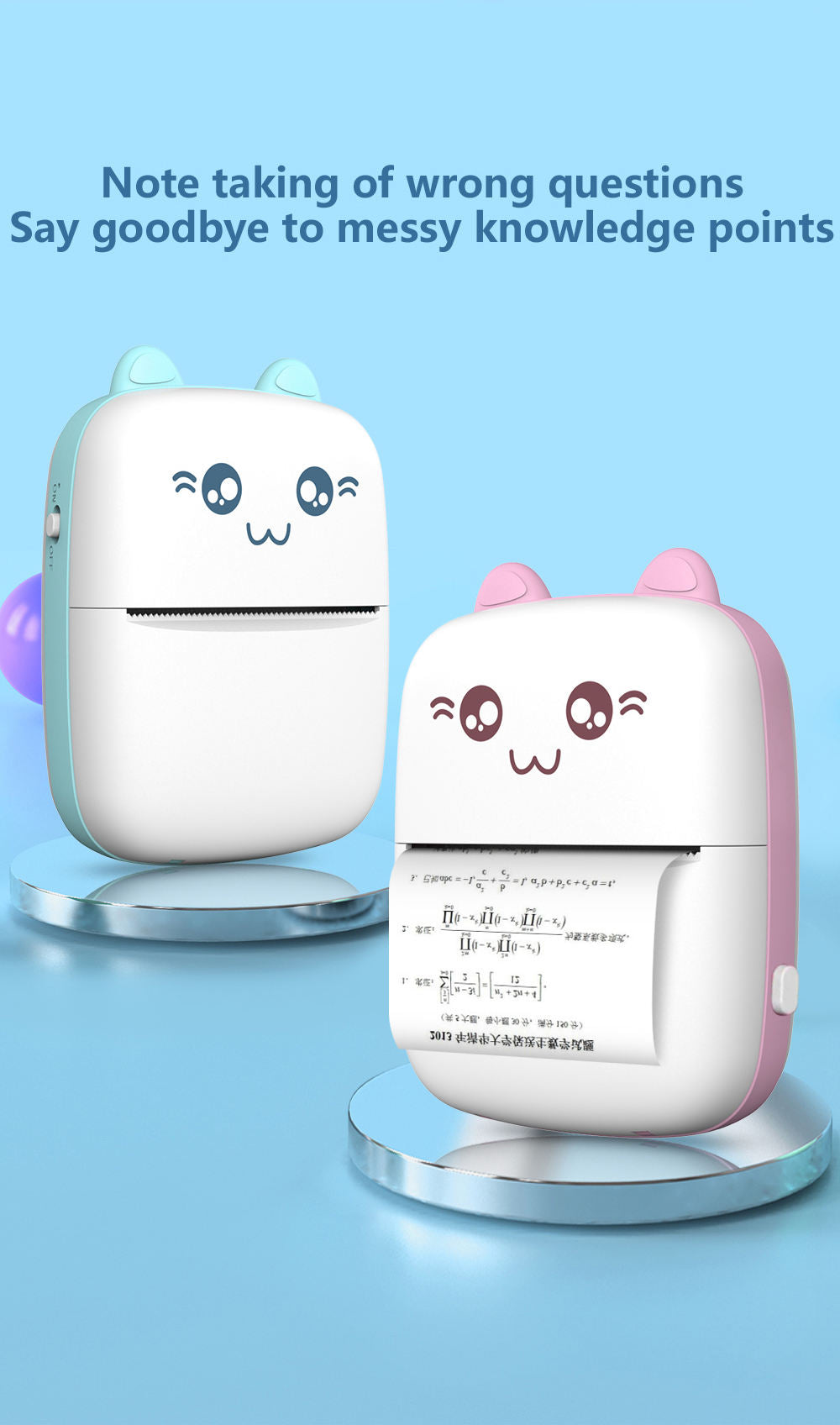 GlowPak™ Cute Cat Mini Thermal Printer — Wireless & Portable