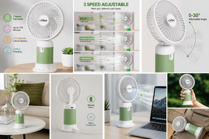 WEGO WG-2501 Portable Rechargeable Fan