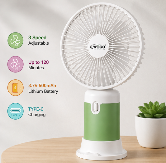 WEGO WG-2501 Portable Rechargeable Fan